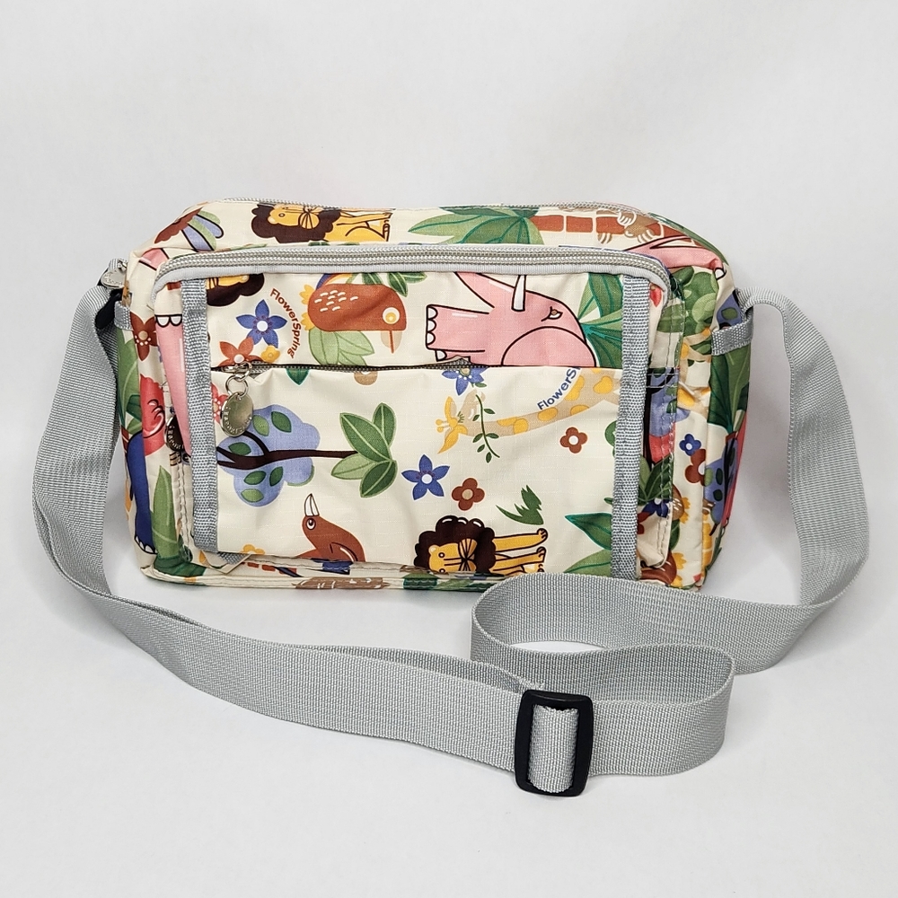 LeSportsac Animal Print Crossbody Bag Elephant Lion Bird Floral Shoulder Bag